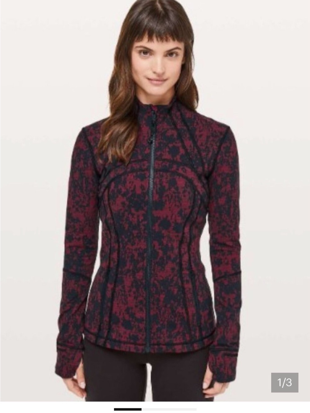 Women’s lululemon Maroon Patterned Zip-Up Jacket size 10 EUC